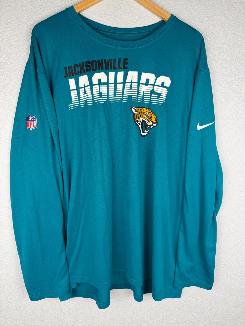 Nike Teal Jacksonville Jaguars football long sleeve performance T-shirt Sz 4XL